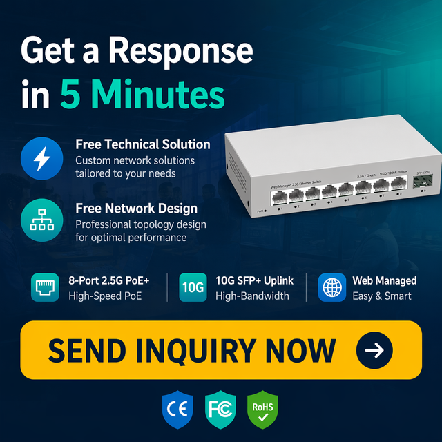 8 Port 2.5G Ethernet Switch Web Managed Network Switch with 10G SFP+ Uplink VLAN QoS for Enterprise Network
