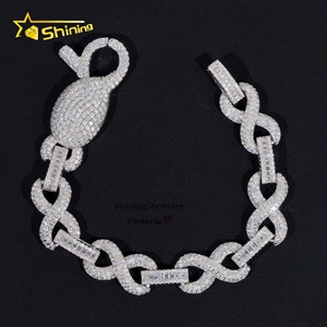 Venta caliente 925 Joyería de diamantes de laboratorio de plata Iced Out Custom VVS Moissnaite Hip Hop joyería 15MM <span class=keywords><strong>Inifity</strong></span> Link pulsera cubana hombres - Product Image 6