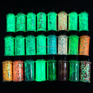 Entrepôts américains : 24 bouteilles <span class=keywords><strong>de</strong></span> paillettes épaisses phosphorescentes 2oz/56g, flocons lumineux mélangés pour l'artisanat, la résine, les boules <span class=keywords><strong>de</strong></span> neige, les gobelets et le slime - Product Image 2