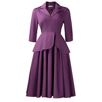 Robe africaine grande taille pour femme, col tailleur, manches trois-quarts, couleur unie, jupe ample, mode automne, commerce extérieur