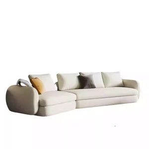 Juego de Sofás Curvos Estilo Crema Saint-Germain con Relleno de Esponja de Alta Densidad y Cubierta de Tela Compuesta <span class=keywords><strong>para</strong></span> Sala de Estar - Product Image 5