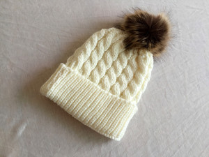 Gorro de esquí cálido y cómodo, gorros de pompón universales a la moda de Color sólido, gorros de algodón tejidos para Otoño e Invierno para niños M0137 - Product Image 5