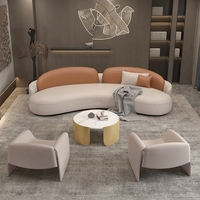 Hotel Lobby Leder gebogenes Sofa Mode High-End-VIP-Empfang Sofa Möbel Set Lounge Club Arced Sofa Design