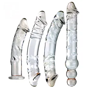 Wholesale Glass Sex Toys Realistic Clear Borosilicate Glass Double Head Dildo for Sex