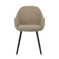 Chaise de salle à manger en velours côtelé kaki clair |   Fauteuil moderne de style seau avec pieds en métal noir