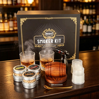 Juego de regalo de cóctel de whisky a la antigua, tapa de Rugby ahumada, caja de madera con Infusor de antorcha, herramienta de barra para entretenimiento