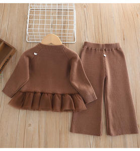 Automne et hiver nouveau <span class=keywords><strong>pull</strong></span> tricoté ensemble veste jambe droite <span class=keywords><strong>pantalon</strong></span> filles <span class=keywords><strong>pull</strong></span> Version coréenne vêtements ours dentelle - Product Image 6