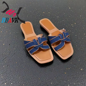 Wholesale Classic Summer <b>Slides</b> Ladies Sandals Fashion Pu Leather Outdoor Female Shoes Non-slip Flat Bottom Women's Slippers - Product Image 5
