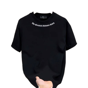 เสื้อยืดคอตตอน 100% คุณภาพสูง พิมพ์โลโก้ตามสั่ง ทรงโอเวอร์ไซส์ ไหล่ตก สไตล์สตรีทแวร์ ล้างสีแบบแอซิดวอช ทรงบ็อกซี่ สำหรับผู้ชาย ขายส่ง - Product Image 2