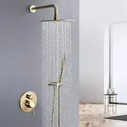 Best Selling Modern Brass Waterfall Shower Set Bathroom Wall Mounted Rain Shower Faucet Set Concealed Bathroom Gold Shower