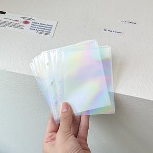 لون الحلوى الطازجة زر مزدوج صغير 3 فتحات سحاب حقيبة دفتر بطاقات دفتر ملاحظات ورقة فضفاضة متألقة ألبوم تخزين شبكة واحدة A8 - Product Image 6