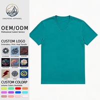 T-shirt col en V pour homme, 100% coton Pima 190 GSM, filé à l'anneau, design personnalisé, finition soignée, décontracté, fournisseur en gros