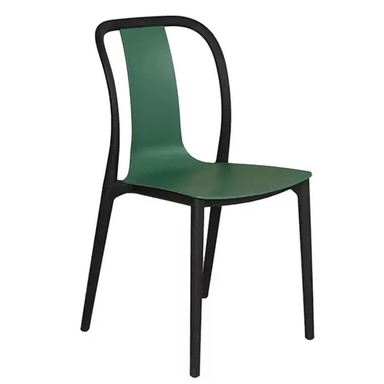 Cadeira de jardim, cadeira de jardim em plástico, cadeira elegante, verde, para terraço, para jantar, cadeira de jardin ao ar livre