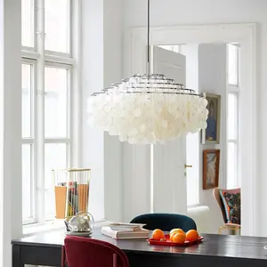 JYLIGHTING vendita calda soggiorno lampadario bianco conchiglie naturali lampadario decorativo