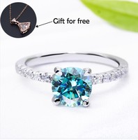 Bague de mariage momanite bleu fantaisie, anneau de fiançailles, coupe ronde, 6.5mm, 1ct, livraison gratuite