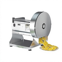 Elektrische automatische vierkante keuken-snijmachine voor fruit en groenten, met verstelbare dikte (0-10 mm), geschikt voor citroenen en aardappelen.