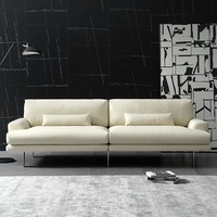 Juego de Sofás Chesterfield de Cuero Genuino Estilo Moderno Francés, Totalmente Blanco, Importado, de Alta Gama, Piel de Vacuno de Primera Calidad, para Hotel o Escuela