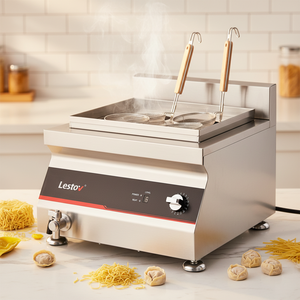 Электрическая коммерческая лапшеварка из нержавеющей стали на 4 отсека, 18 л, для ресторанов, с четырьмя корзинами - Product Image 1