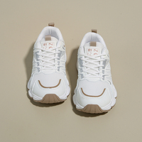 Nouvelles baskets compensées blanches en maille pour femme, style Dad Shoes, respirantes, décontractées, pour le sport, couleur beige, tendance quotidienne