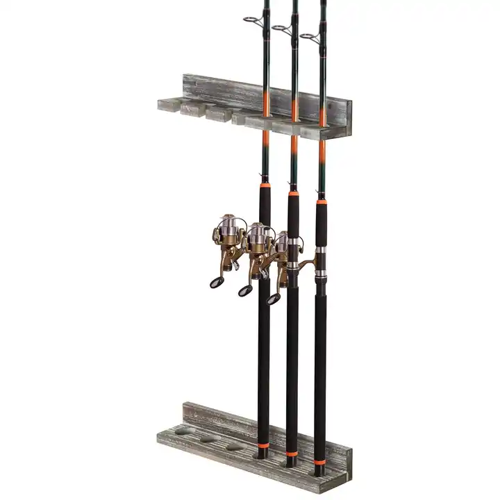 Wall Mounted Fishing Rod Rack, Torched
