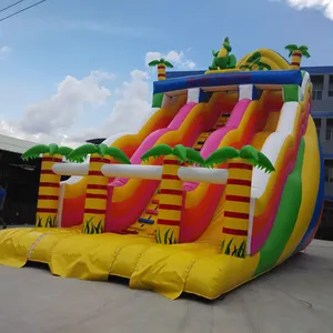 Tobogán de arcoíris para fiesta de niños y adultos, Tobogán seco y acuático inflable de grado grande
