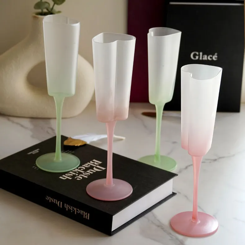 new arrive heart wine glass unleaded colored champagne glass for wedding use