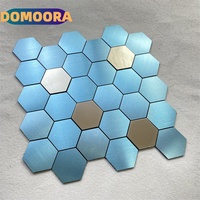 Mosaico de Aluminio con Diseño de Escamas de Pescado en Bronce, Autoadhesivo, Metálico, para Decoración de Cafés y Bares