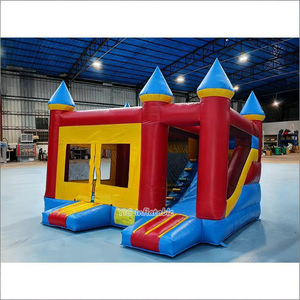 Château gonflable commercial avec toboggan combiné, château de saut gonflable avec toboggan à double voie pour <span class=keywords><strong>la</strong></span> location événementielle - Product Image 1