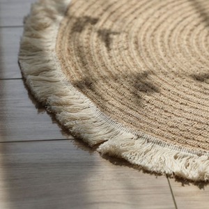 Nordic cotton rope woven tassel floor mat, balcony cotton linen baby shower <b>carpet</b>, guesthouse floor mat, coffee table <b>round</b> - Product Image 2