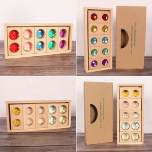 Blocos De Empilhamento De Madeira Com Acrílico Gem Montessori Translúcido Construção Brinquedos Educação Precoce Sensorial DIY Brinquedos - Product Image 4