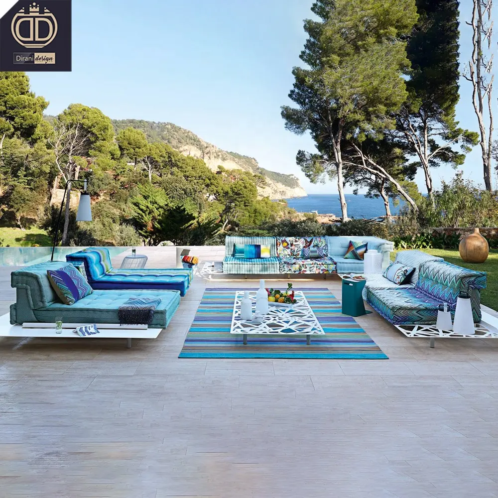 Tempo libero confortevole giardino base in metallo esterno esterno mah jong divano divano di lusso set patio moderno divano da esterno di lusso