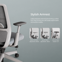 Silla de Oficina Ergonómica Vaseat V3 con Respaldo Medio de Malla, Soporte Lumbar Ajustable y Asiento Deslizante para Proyectos de Oficina