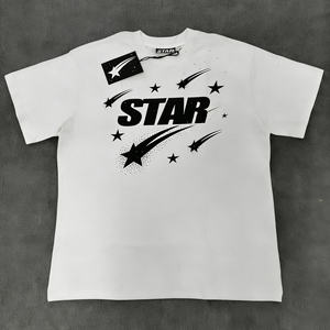 T-shirt Homme Tendance Été Motif Personnalisé Crâne Enflammé Météore Logo Coton Streetwear Vente en Gros Fabricant - Product Image 1