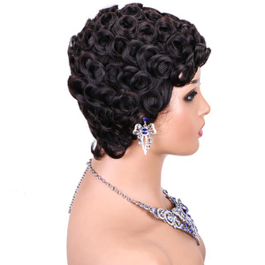 2024 nouveau capot de mécanisme de perruque de lutin de style court, couleur naturelle, petite <span class=keywords><strong>coiffure</strong></span> bouclée, stock d'usine, ventes directes - Product Image 4