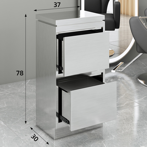 Modernos y Sencillos Gabinetes de Pared para Salón de Belleza y Barbería, de Dos Niveles, en Acero Inoxidable Dorado, Plateado y Negro - Product Image 2