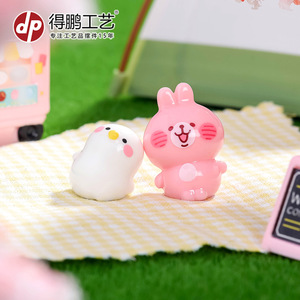 Figuras de resina de conejo rosa y pájaro blanco, decoración de escritorio de animales en miniatura, decoración del hogar, artesanía artística D2212 - Product Image 4