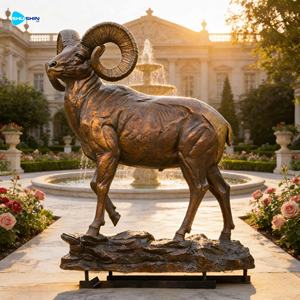 Escultura de Oveja de Montaña de Bronce Fundido a Tamaño Real para Decoración de <span class=keywords><strong>Reserva</strong></span> de Juegos al Aire Libre, Estatua de Cabra de Bronce - Product Image 2