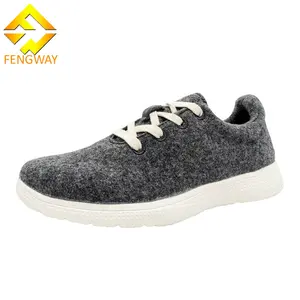 Factory custom breathe men 100% merino wool tennis shoes black