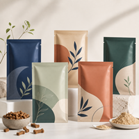 Pochettes plates métallisées mates imprimées sur mesure à trois soudures pour l'emballage de friandises et de compléments alimentaires pour animaux de compagnie