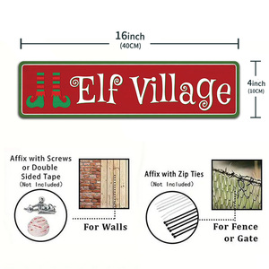 Panneau de rue plat en métal avec motif de boutique de jouets du Père Noël au Pô<span class=keywords><strong>le</strong></span> Nord, impression 2D, décoration murale de Noël à thème dessin animé pour suspension sur porche de ferme - Product Image 4