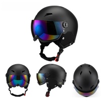 Casque de ski professionnel certifié CE EN1077 avec lunettes intégrées 2-en-1, casque de snowboard pour hommes et femmes, sports d'hiver