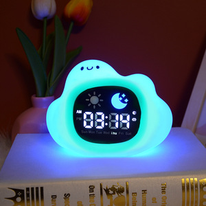 Nuevo y divertido reloj despertador para niños, luz nocturna, entrenador de sueño, oveja, Color cálido, máquina de sonido para dormir para dormitorio, uso doméstico, Interruptor táctil - Product Image 2