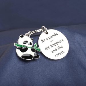 Llavero de Acero Inoxidable con Colgante de Panda Gigante de Dibujos Animados Comiendo Bambú, Divertido y Lindo, Éxito de Ventas Transfronterizo - Product Image 3