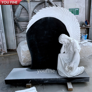 YOUFINE Lapide Commemorativa in Marmo Bianco Intagliata a Mano con Testa d'Angelo Personalizzata per Cimitero - Product Image 6
