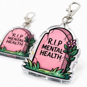 Llavero Personalizado de Humor Negro, Amuleto Acrílico con Diseño de Lápida RIP sobre la Salud Mental, Estilo <span class=keywords><strong>Pastel</strong></span> <span class=keywords><strong>Goth</strong></span> - Product Image 3