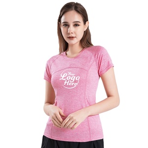 Camiseta Deportiva para Mujer, Ecológica, Transpirable, Ajustada, de Secado Rápido, con Logotipo Personalizable, Cuello Clásico Básico, para Correr, Yoga, Uso Diario - Product Image 1