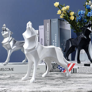 Statuetta Decorativa per Soggiorno, Ornamenti in Resina Dipinti, Modellini di Animali, Decorazioni Artigianali, Souvenir, <span class=keywords><strong>Lupo</strong></span> Geometrico in Stile Nordico - Product Image 2