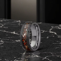 POYA Jewelry 8mm Bague en carbure de tungstène Finition martelée noire Os de dinosaure Mariages Fiançailles Fêtes Cadeaux à la mode