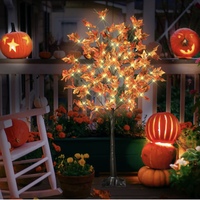 Top vente 4 FT 60 LED érable éclairé automne Thanksgiving décor arbre artificiel avec 6 glands 120 feuilles télécommande 8 Mode synchronisation