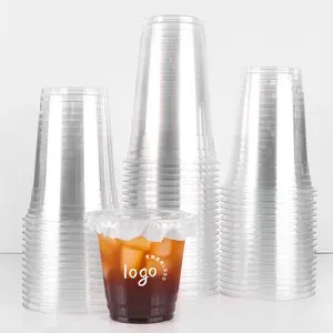 Reciclar PET PLA PP descartável biodegradável bebidas frias embalagem copo plástico com tampa de café bolha de impressão personalizada
